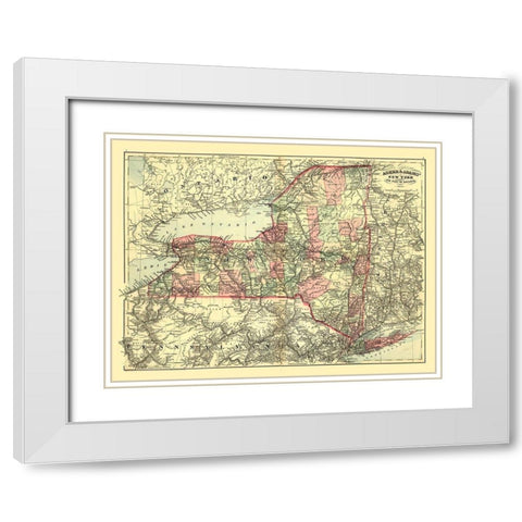 New York - Asher 1871 White Modern Wood Framed Art Print with Double Matting by Asher