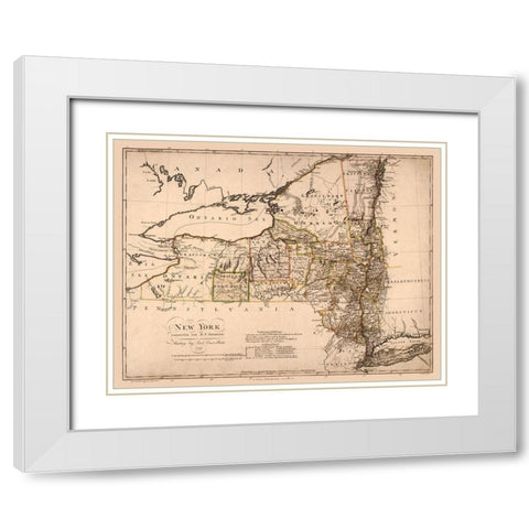 New York - Bohn 1799 White Modern Wood Framed Art Print with Double Matting by Bohn