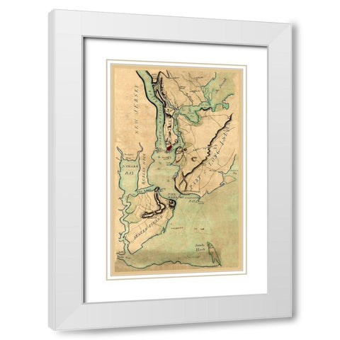New York -1780 White Modern Wood Framed Art Print with Double Matting by Unknown