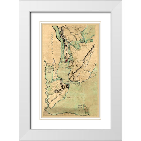 New York -1780 White Modern Wood Framed Art Print with Double Matting by Unknown