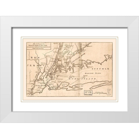New York -1776 White Modern Wood Framed Art Print with Double Matting by Unknown