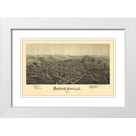 Barnesville Ohio - Fowler 1899 White Modern Wood Framed Art Print with Double Matting by Fowler