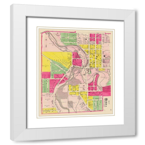 Berea Ohio - Cram 1892 White Modern Wood Framed Art Print with Double Matting by Cram