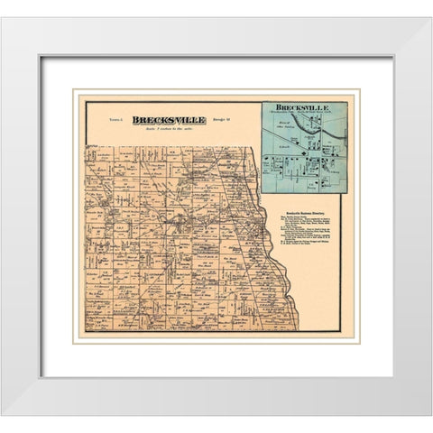 Brecksville Ohio Landowner - Titus 1874- 26 x 23 White Modern Wood Framed Art Print with Double Matting by Titus