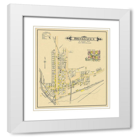 Brinkhaven Ohio Landowner - Cadwell 1896 White Modern Wood Framed Art Print with Double Matting by Cadwell