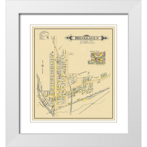 Brinkhaven Ohio Landowner - Cadwell 1896 White Modern Wood Framed Art Print with Double Matting by Cadwell