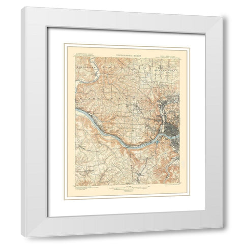Cincinnati West Ohio Kentucky Quad - USGS 1900 White Modern Wood Framed Art Print with Double Matting by USGS