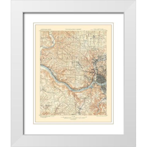 Cincinnati West Ohio Kentucky Quad - USGS 1900 White Modern Wood Framed Art Print with Double Matting by USGS