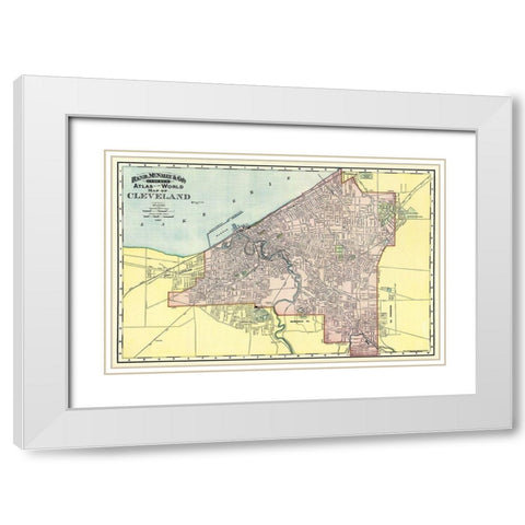 Cleveland Ohio - Rand McNally 1897 White Modern Wood Framed Art Print with Double Matting by Rand McNally