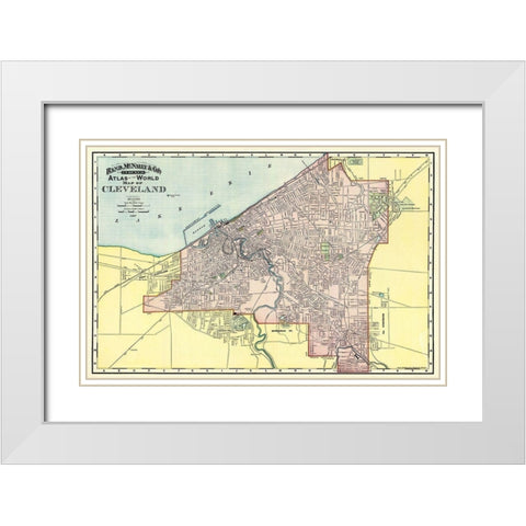 Cleveland Ohio - Rand McNally 1897 White Modern Wood Framed Art Print with Double Matting by Rand McNally