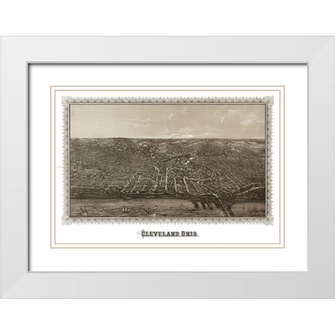 Cleveland Ohio - Vogt 1887 White Modern Wood Framed Art Print with Double Matting by Vogt