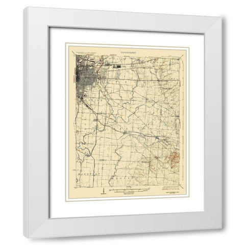 Coloumbus East Ohio Quad - USGS 1925 White Modern Wood Framed Art Print with Double Matting by USGS
