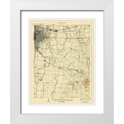 Coloumbus East Ohio Quad - USGS 1925 White Modern Wood Framed Art Print with Double Matting by USGS