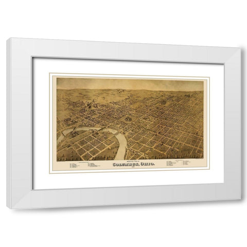 Columbus Ohio - Strobridge 1872 White Modern Wood Framed Art Print with Double Matting by Strobridge