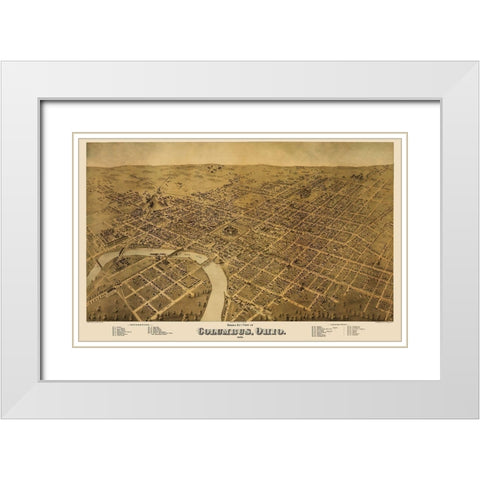 Columbus Ohio - Strobridge 1872 White Modern Wood Framed Art Print with Double Matting by Strobridge