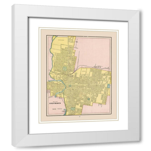 Columbus Ohio - Cram 1892 White Modern Wood Framed Art Print with Double Matting by Cram