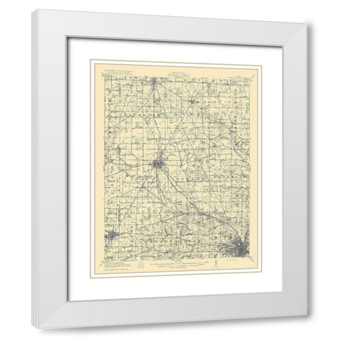 Crestline Ohio Quad - USGS 1915 White Modern Wood Framed Art Print with Double Matting by USGS