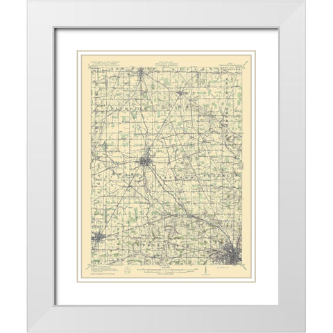 Crestline Ohio Quad - USGS 1915 White Modern Wood Framed Art Print with Double Matting by USGS