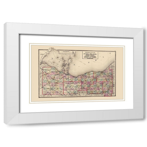 Ohio North Ohio - Walling 1872 White Modern Wood Framed Art Print with Double Matting by Walling