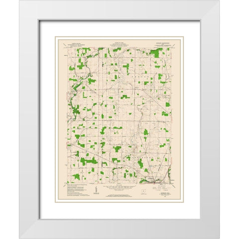 Denmark Ohio Quad - USGS 1961 White Modern Wood Framed Art Print with Double Matting by USGS