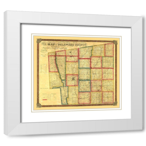 Delaware County Ohio - Eaton 1849 White Modern Wood Framed Art Print with Double Matting by Eaton