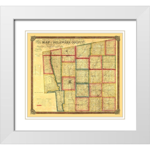 Delaware County Ohio - Eaton 1849 White Modern Wood Framed Art Print with Double Matting by Eaton
