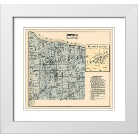 Dover Ohio Landowner - Titus 1876 White Modern Wood Framed Art Print with Double Matting by Titus