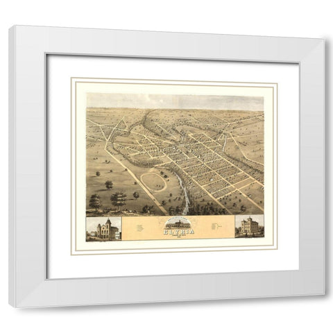 Elyria Ohio - Huger 1868 White Modern Wood Framed Art Print with Double Matting by Huger