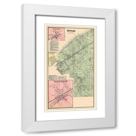 Euclid Ohio Landowner - Cram 1874 White Modern Wood Framed Art Print with Double Matting by Cram