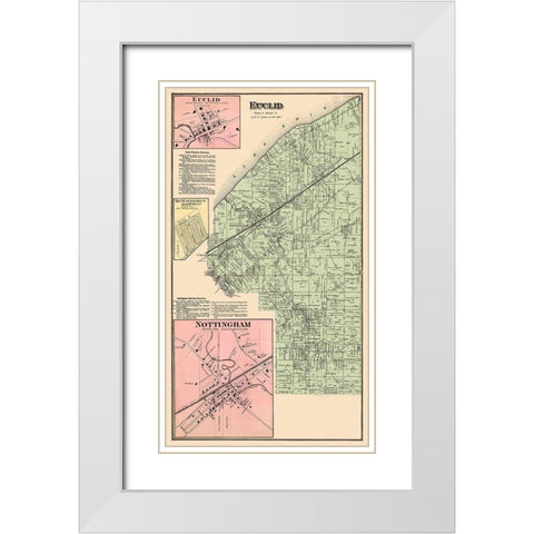 Euclid Ohio Landowner - Cram 1874 White Modern Wood Framed Art Print with Double Matting by Cram