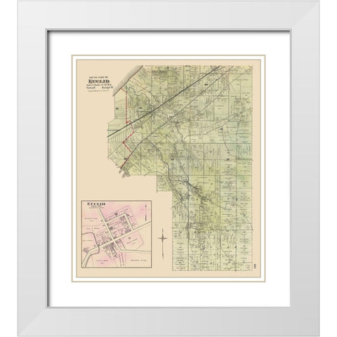 Euclid, Southern Ohio Landowner - Cram 1892 White Modern Wood Framed Art Print with Double Matting by Cram
