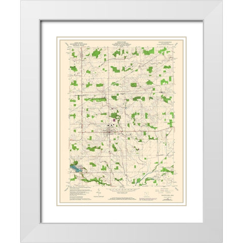 Fayette Ohio Quad - USGS 1960 White Modern Wood Framed Art Print with Double Matting by USGS