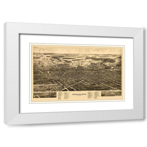 Findlay Ohio - Norris 1889 White Modern Wood Framed Art Print with Double Matting by Norris