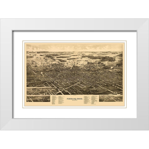 Findlay Ohio - Norris 1889 White Modern Wood Framed Art Print with Double Matting by Norris