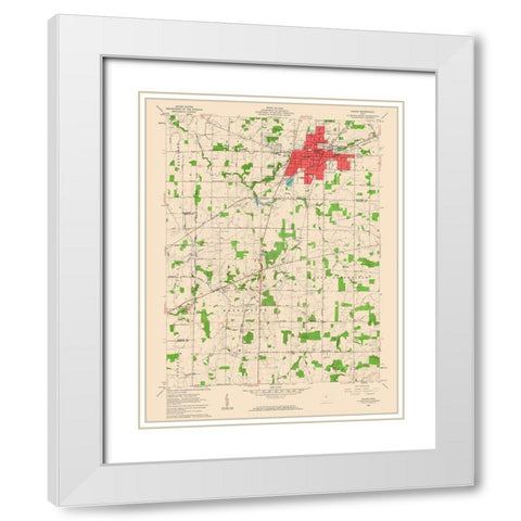Galion Ohio Quad - USGS 1960 White Modern Wood Framed Art Print with Double Matting by USGS