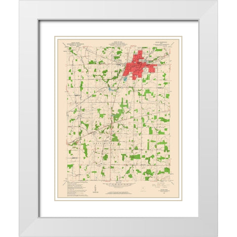 Galion Ohio Quad - USGS 1960 White Modern Wood Framed Art Print with Double Matting by USGS