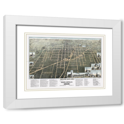 Galion Ohio - Smith 1891 White Modern Wood Framed Art Print with Double Matting by Smith