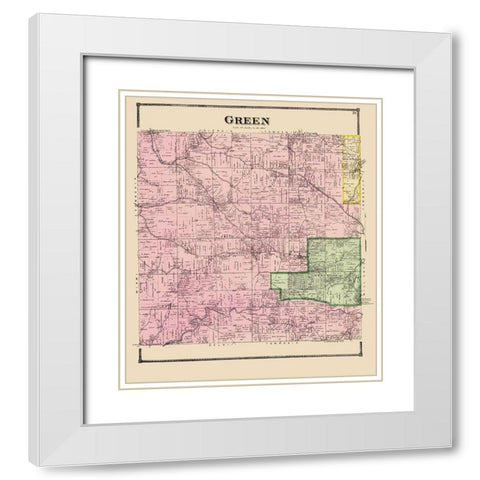 Green Ohio - Titus 1869 White Modern Wood Framed Art Print with Double Matting by Titus
