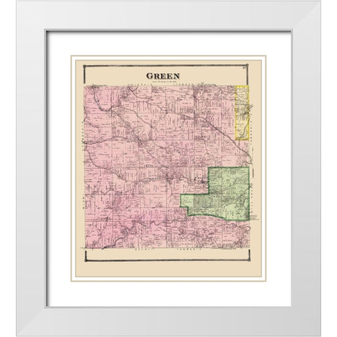 Green Ohio - Titus 1869 White Modern Wood Framed Art Print with Double Matting by Titus