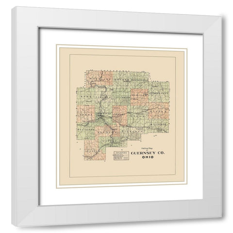 Guernsey Ohio - 1902 White Modern Wood Framed Art Print with Double Matting by Unknown