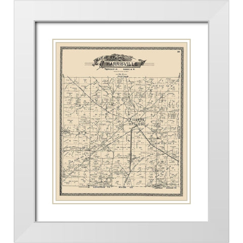 Harrisville Ohio Landowner - American Atlas 1897 White Modern Wood Framed Art Print with Double Matting by American Atlas