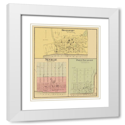 Higginsport Neville Point Pleasant Ohio Landowner White Modern Wood Framed Art Print with Double Matting by Hayes