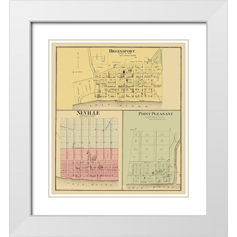 Higginsport Neville Point Pleasant Ohio Landowner White Modern Wood Framed Art Print with Double Matting by Hayes