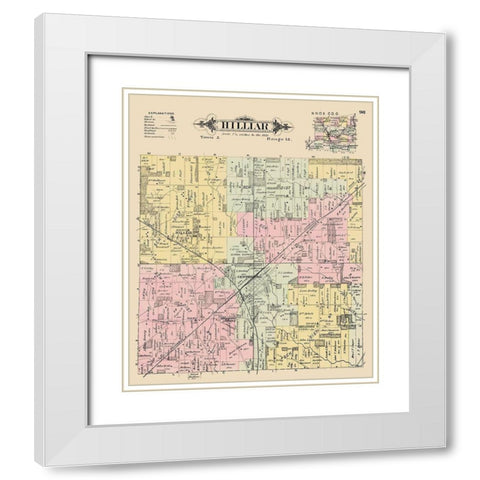 Hilliar Ohio Landowner - Caldwell 1896 White Modern Wood Framed Art Print with Double Matting by Caldwell