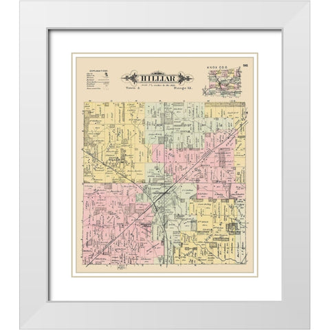 Hilliar Ohio Landowner - Caldwell 1896 White Modern Wood Framed Art Print with Double Matting by Caldwell