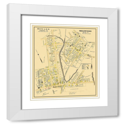 Howard, Millwood Ohio Landowner - Caldwell 1896 White Modern Wood Framed Art Print with Double Matting by Caldwell