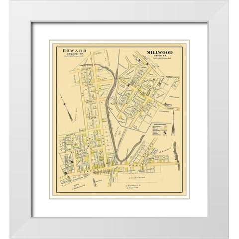Howard, Millwood Ohio Landowner - Caldwell 1896 White Modern Wood Framed Art Print with Double Matting by Caldwell
