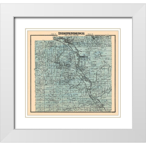 Independence Ohio Landowner - Titus 1874 White Modern Wood Framed Art Print with Double Matting by Titus
