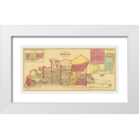 Ironton Ohio Landowner - Aschbach 1877 White Modern Wood Framed Art Print with Double Matting by Aschbach