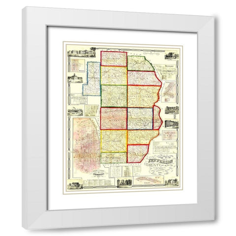Jefferson Ohio Landowner - Lee 1856 White Modern Wood Framed Art Print with Double Matting by Lee
